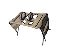 Housse de table de toilettage non tissée avec quatre ouvertures d'accès aux | Une couverture drapée rectangulaire dispose de quatre découpes disposées en deux paires, avec des panneaux de tissu suspendus
