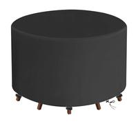 Housse de table ronde de jardin 600D, imperméable, résistante aux UV, pour table de patio, table de terrasse, 203,2 x 2,5 cm, résistante aux intempéries et robuste
