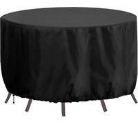 Housse de table ronde imperméable 300 x 90 cm, épaisse, noire, résistante aux UV