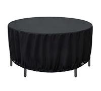 Housse de table ronde imperméable et résistante aux UV - Coupe-vent - 330 x 95 cm - Bouclier en fourrure noire pour tous les temps