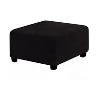 Housse de tabouret rectangulaire avec repose-pieds élastique, noir | Housse de tabouret en tissu jacquard à carreaux, anti-poussière, amovible, antidérapante, lavable, pour repose-pieds