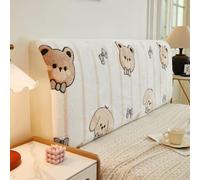 Housse de tête de lit Blanche en Peluche à Motif Cartoon, Housse Extensible Moderne et Simple pour têtes de lit, pour Lits Super King Size Doubles, Couverture complète-04|| 160cm