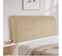 Housse de tête de lit en velours, protection de tête de lit rétractable, anti-poussière, couleur unie (150 cm, camel)