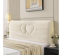 Housse de tête de lit en Velours uni, Housse de tête de lit Simple et Moderne pour Lits Doubles Super King Size, Housses complète Anti-poussière- White|| 210cm