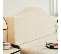Housse de tête de lit irrégulière à Motif Simple et Couleur Unie, Housse Extensible Moderne pour têtes de lit, pour Lits Doubles Super King Size, Couverture complète- Beige 4|| 180cm