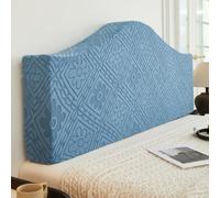 Housse de tête de lit irrégulière à Motif Simple et Couleur Unie, Housse Extensible Moderne pour têtes de lit, pour Lits Doubles Super King Size, Couverture complète- Blue||120cm