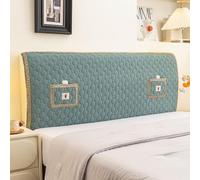 Housse de tête de lit rembourrée à Motif Rond de Couleur Unie avec Sac de Rangement, Housse de tête de lit Extensible Simple et Moderne pour Lits Doubles Super King Size- Green|| 220cm