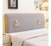 Housse de tête de lit rembourrée à Motif Rond de Couleur Unie avec Sac de Rangement, Housse de tête de lit Extensible Simple et Moderne pour Lits Doubles Super King Size- Gray|| 180cm