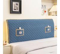 Housse de tête de lit rembourrée à Motif Rond de Couleur Unie avec Sac de Rangement, Housse de tête de lit Extensible Simple et Moderne pour Lits Doubles Super King Size- Blue|| 180cm
