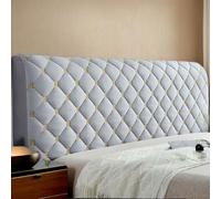 Housse De Tête De Lit Rembourrée Velours Épais Extensible Lavable Protection Anti-Poussière Couverture Complète pour Lit King Size Simple Double,Gris,160CM