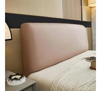 Housse De Tête Lit en Simili Cuir PU - Extensible & Universelle pour Sommier 90/140/160/180 Cm Protection Anti-poussière, Déperlant, Façade Lisse Facile À Essuyer(Khaki,Queen:150cm(59.06inch))