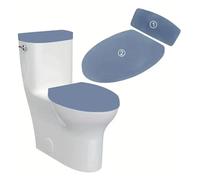 Housse de toilette antidérapa nte Ensemble de 2 couvercles couvercle toilette, réservoir, en Spandex extensible, ensemble universel, accessoires salle bain for maison, hôtel(A8 Blue)