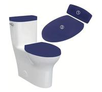 Housse de toilette antidérapa nte Ensemble de 2 couvercles couvercle toilette, réservoir, en Spandex extensible, ensemble universel, accessoires salle bain for maison, hôtel(A7 Navy Blue)
