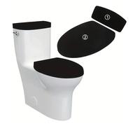 Housse de toilette antidérapa nte Ensemble de 2 couvercles couvercle toilette, réservoir, en Spandex extensible, ensemble universel, accessoires salle bain for maison, hôtel(A3 Black)