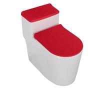 Housse de toilette antidérapa nte Ensemble housse d'abattant de toilette en velours doux, confort hôtel maison + réservoir, ensemble 4 pièces, coussin universel épais et lavable(Red)