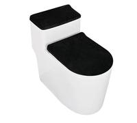 Housse de toilette antidérapa nte Ensemble housse d'abattant de toilette en velours doux, confort hôtel maison + réservoir, ensemble 4 pièces, coussin universel épais et lavable(Black)
