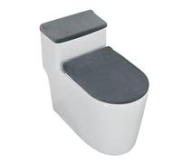 Housse de toilette antidérapa nte Ensemble housse d'abattant de toilette en velours doux, confort hôtel maison + réservoir, ensemble 4 pièces, coussin universel épais et lavable(Dark Grey)