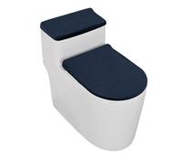 Housse de toilette antidérapa nte Ensemble housse d'abattant de toilette en velours doux, confort hôtel maison + réservoir, ensemble 4 pièces, coussin universel épais et lavable(Navy)