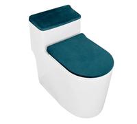 Housse de toilette antidérapa nte Ensemble housse d'abattant de toilette en velours doux, confort hôtel maison + réservoir, ensemble 4 pièces, coussin universel épais et lavable(Malachite Green)