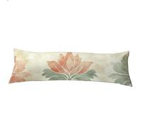 Housse de Traversin 40x140 Beige Taie d'oreiller Rural Taie de Traversin Confort Respirante Lin Améliorer Sommeil Qualité Protège Oreiller Double Face Impression pour Déco Salon Canapé Chambre Z-1088