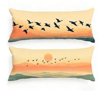 Housse de Traversin 90 cm Coucher de soleil Taie d'oreiller 30 x 90 Lot de 2, Housse de Coussin Taie de Traversin Velour Protège Oreiller Double Face Impression pour Salon Chambre Lit Canapé, Model528