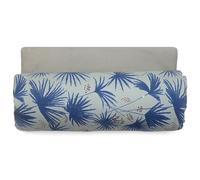 Housse d'édredon 80x200 cm lin lavé motif végétal PALAWAN bleu Indigo