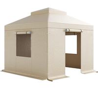 Housse d'hiver pour gazebo adaptée aux gazebos à toit rigide de 3,05 x 3,05 m, housse double épaisseur pour toutes les saisons avec parois latérales et fenêtres, housses de rangement fermées en PE hau