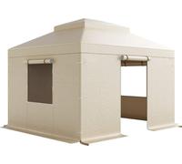 Housse d'hiver pour gazebo adaptée aux gazebos à toit rigide de 3,05 x 3,65 m, housse double épaisseur pour toutes les saisons avec parois latérales et fenêtres, housses de rangement fermées en PE hau