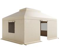 Housse d'hiver pour gazebo, adaptée aux gazebos à toit rigide de 3,66 x 4,87 m, housse double épaisseur pour toutes les saisons avec parois latérales et fenêtres, housses de rangement fermées en PE ha