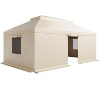 Housse d'hiver pour gazebo, adaptée aux gazebos à toit rigide de 3,66 x 6,10 m, housse double épaisseur pour toutes les saisons avec parois latérales et fenêtres en filet, housses de rangement fermées