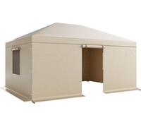 Housse d'hiver pour gazebo, convient aux gazebos à toit rigide de 3,68 x 4,9 m, housse pour gazebo toutes saisons avec parois latérales et fenêtres, matériau PE haute densité, housses de rangement fer