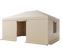 Housse d'hiver pour pergolas à toit rigide, dimensions 3,6 x 4,8 mètres, housse résistante aux intempéries avec parois latérales et fenêtres en treillis ventilées, fabriquée en matériau PE durable, ho