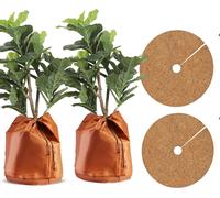 Housse d'hivernage et nattes en fibre de coco pour plantes, housses de protection contre le froid et le gel pour plantes en pot, housses d'hivernage avec fermeture éclair et cordon de serrage - 2 pièc