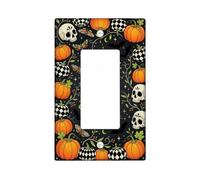 Housse d'interrupteur à bascule simple thème Halloween citrouilles et crâne | Style gothique, motif citrouilles saisonnières, couvercle décoratif pour interrupteur mural, motif papillon de nuit fantaisie