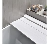 Housse d'isolation de baignoire blanche pliable en PVC avec support de rangement pour articles de toilette, protection de douche