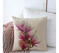 Housse d'oreiller Branche Beauté Studio Fleuri Rose Une Magnolia Fleurs Nature Objets Croissance Plante Pétales Feuilles sur Taies Oreiller Respirant Taie Coussin 45X45 CM