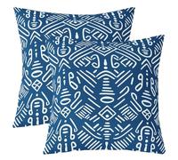 Housse D'Oreiller Damas Bleu pour Hommes Femmes Lot de 2,Housse D'Oreiller Turque Vintage,Housse de Coussin Imprimé Géométrique Vintage,Housse D'Oreiller Décorative Tribal Exotique 60x60 Confortable