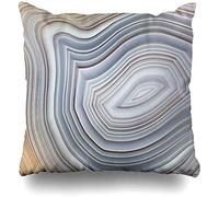 Housse d'oreiller Détail d'une Magnifique Tranche De Cristal D'Agate Rubanée Beige Minérale. Pierre Précieuse Naturelle Grise. Taie d'oreiller Lavable Housses De Coussin 45X45 CM