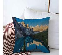 Housse d'oreiller Neige Banff Coucher De Soleil Lever De Soleil sous Les Eaux Lac Moraine Paradis Nature Parcs Design Vue Taie d'oreiller Super Doux Taie Coussin 45X45 CM
