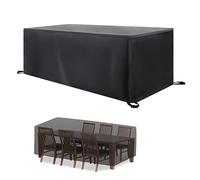 Housse en fourrure de bœuf imperméable coupe-vent anti-UV en fourrure de rotin 420 deniers pour jardin, terrasse, table de jardin, rectangulaire, 320 x 190 x 90 cm (L x l x H)