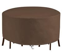 Housse en fourrure de patio ronde imperméable de qualité supérieure, 289,6 x 83,8 cm, résistante aux UV, coupe-vent, tissu de bœuf lourd 420D, ensemble de table en rotin pour protéger la fourrure