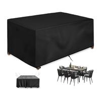 Housse imperméable 420D pour meubles de jardin en rotin, table rectangulaire et coupe-vent - Noir (120 x 60 x 40 cm, noir)