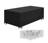 Housse imperméable en fourrure de bœuf 420D pour table et ensemble - Noir - 115 x 115 x 74 cm