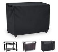 Housse imperméable en tissu Oxford 420D pour table de salle à manger mobile, barbecue et support de four à pizza, résistante aux déchirures avec cordon de serrage, noir (140 x 61 x 81 cm)