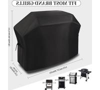 Housse imperméable pour barbecue 147 x 61 x 117 cm, tissu Oxford 420D, noir, coupe-vent