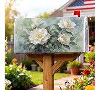 Housse magnétique de boîte aux lettres pivoine, feuilles d'aquarelle florales, gouttelettes d'eau, protection de poteau pour décoration de jardin, cour, 53,3 x 64,9 cm