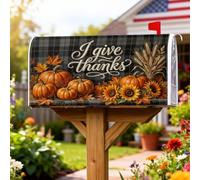 Housse magnétique pour boîte aux lettres citrouilles rustique, tournesol, blé de Thanksgiving, décoration extérieure, 53,3 x 64,9 cm, orange
