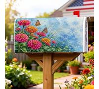 Housse magnétique pour boîte aux lettres en forme de papillon, fleurs naturelles, herbe d'été, pêche, décoration de maison et de jardin, 45,7 x 53,3 cm