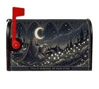 Housse magnétique pour boîte aux lettres Motif croissant de lune céleste | Architecture gothique, couvercle de boîte aux lettres, jardin céleste, citation inspirante, figurine mystique