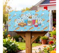 Housse magnétique pour boîte aux lettres motif hamburger, pizza, crème glacée, bleu d'été, décoration pour porte d'entrée, 45,7 x 53,3 cm